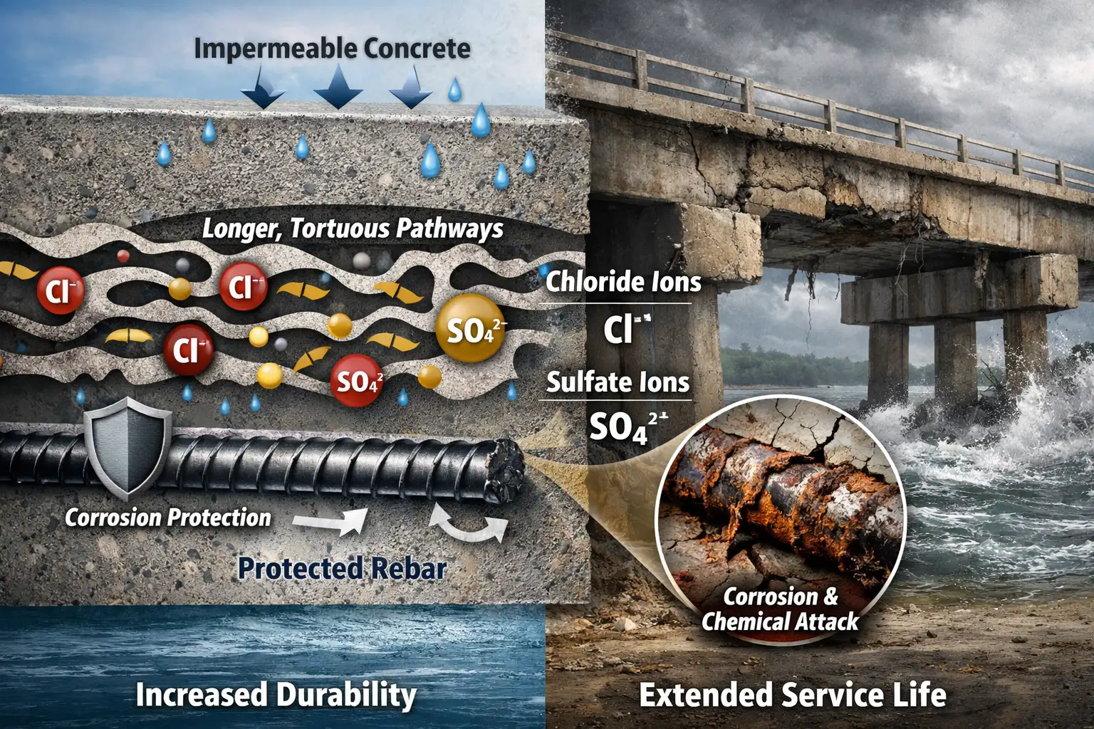 نقش افزودنی در بهبود دوام بتن